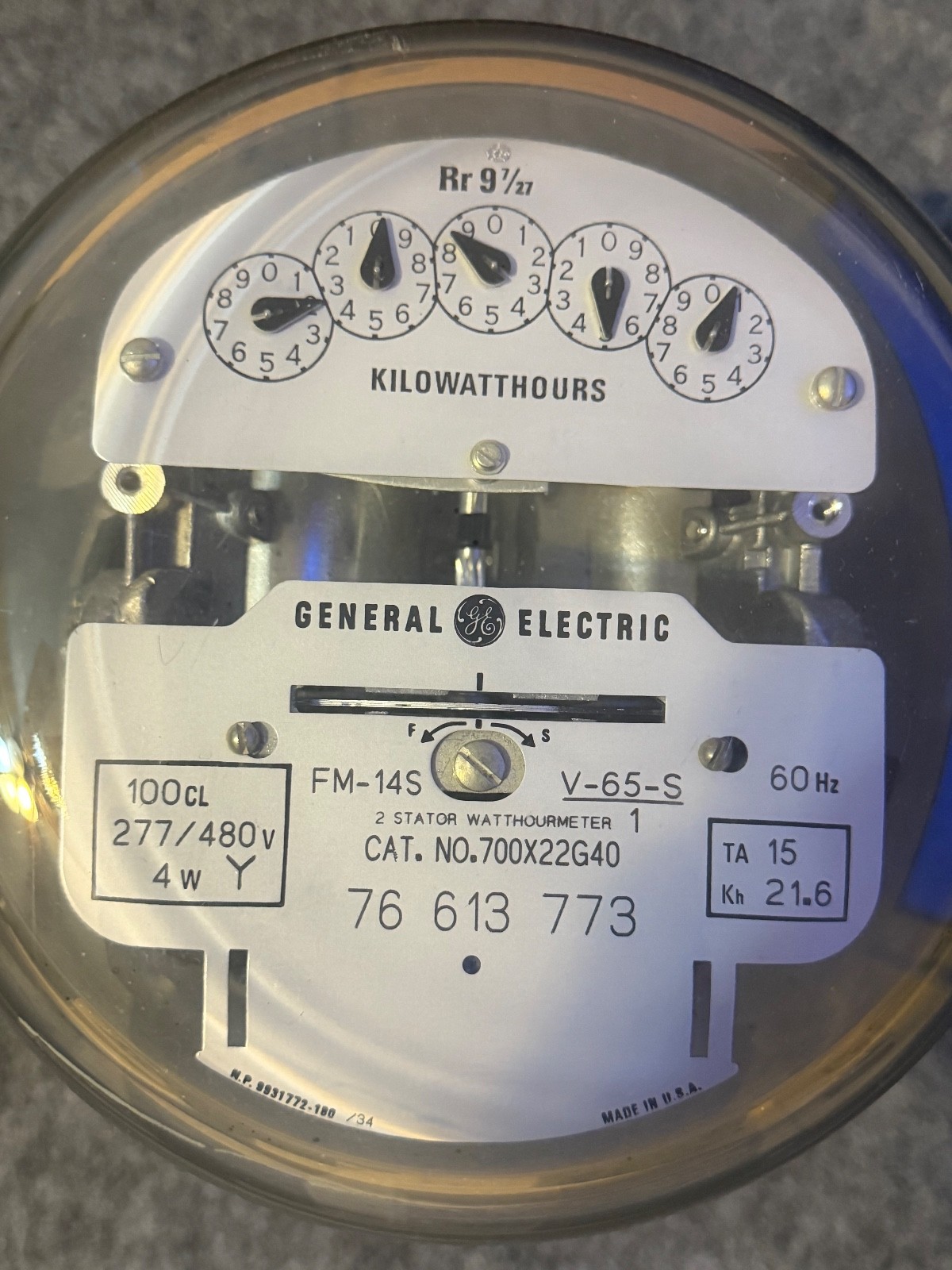 General Electric 700X22G40 2 Stator WattHourMeter