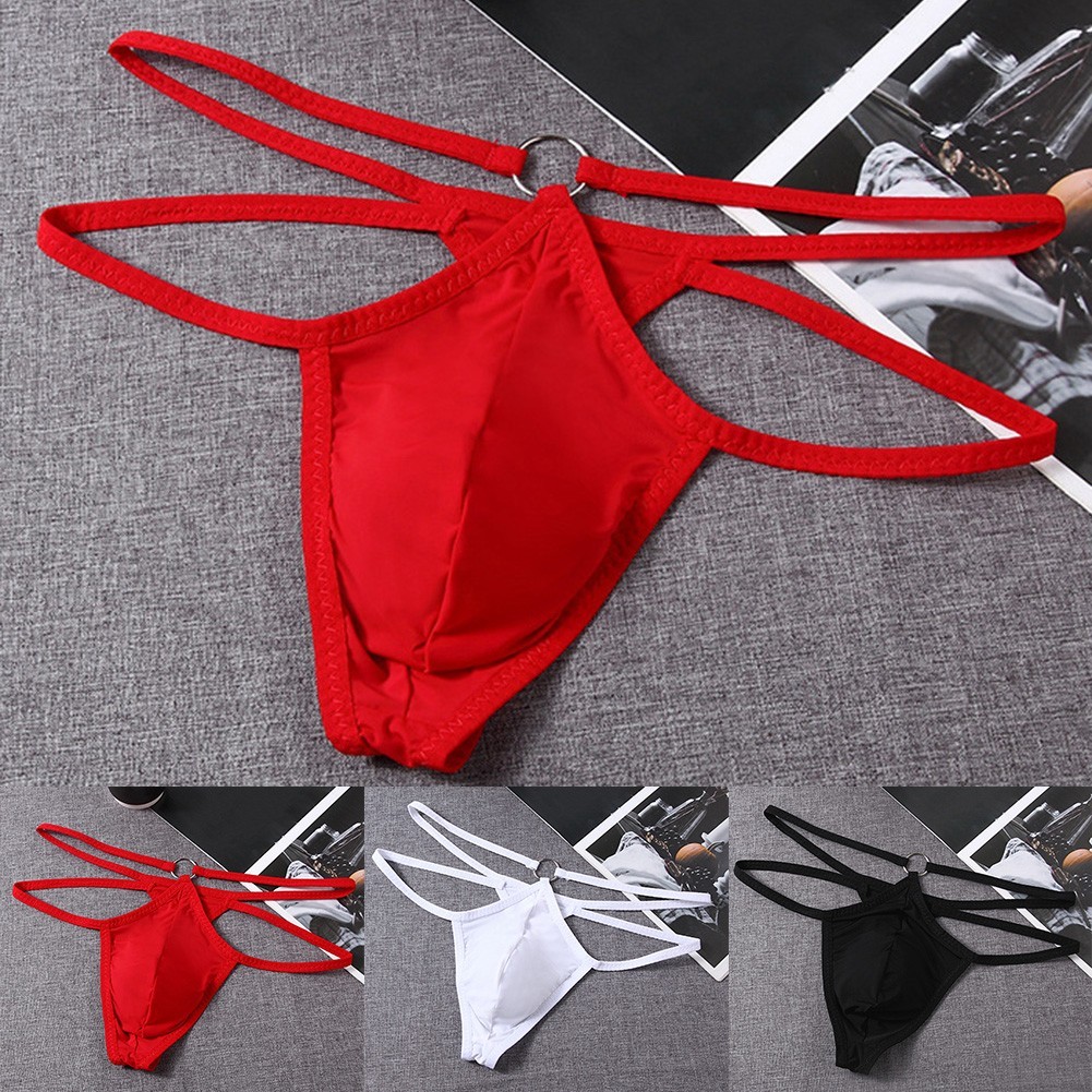 High-Elasticity Men's Low-Rise Thong Featuring T-Back Cut and Bulge Pouch