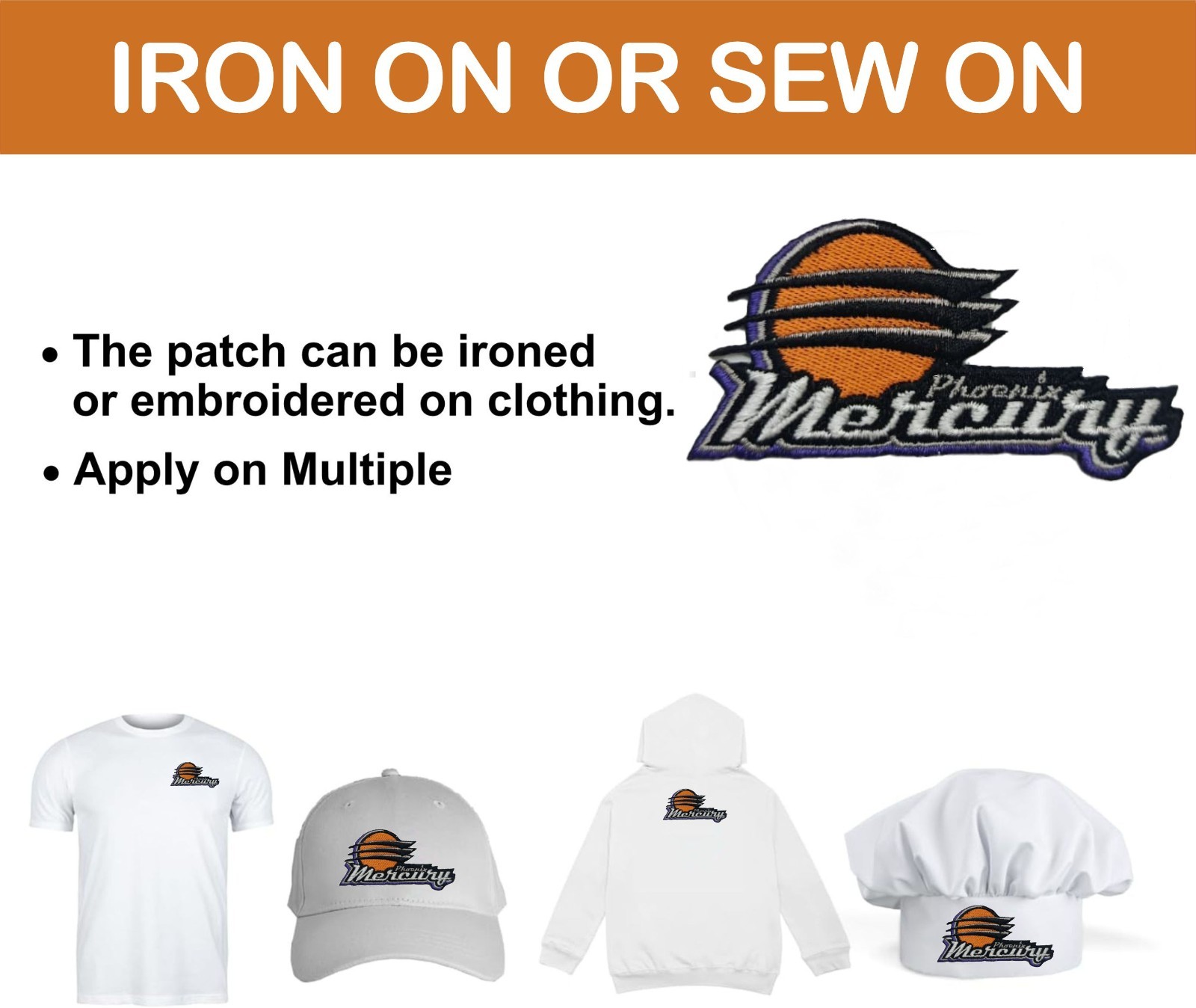 Phoenix Mercury WNBA Team Logo Iron On Patch - Sew Patch - Embroidered Patch