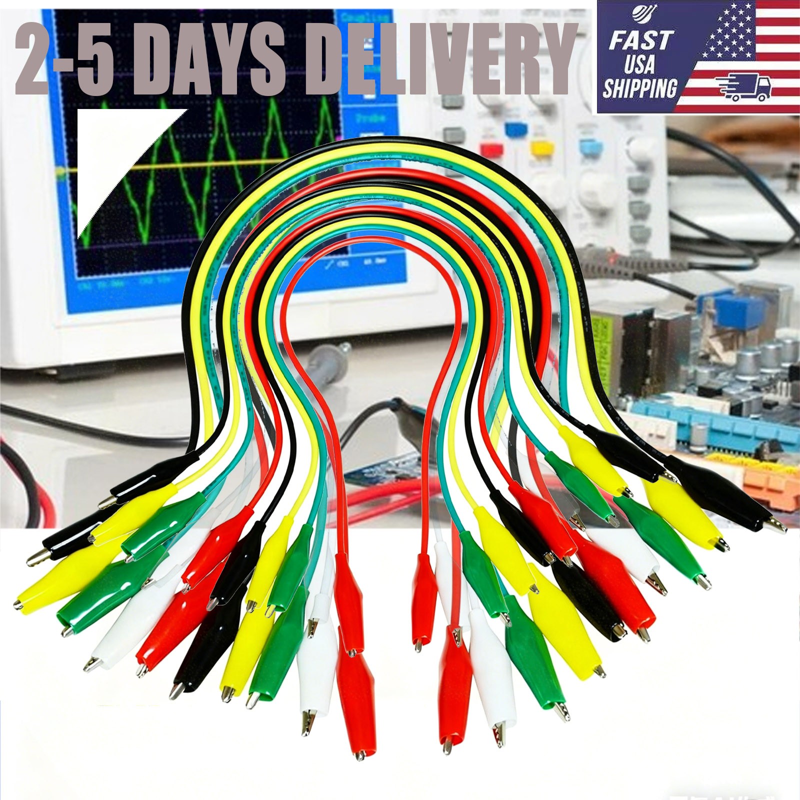 20 Pcs Electrical Jumper Cables Test Leads with Alligator Clips for Circuit new