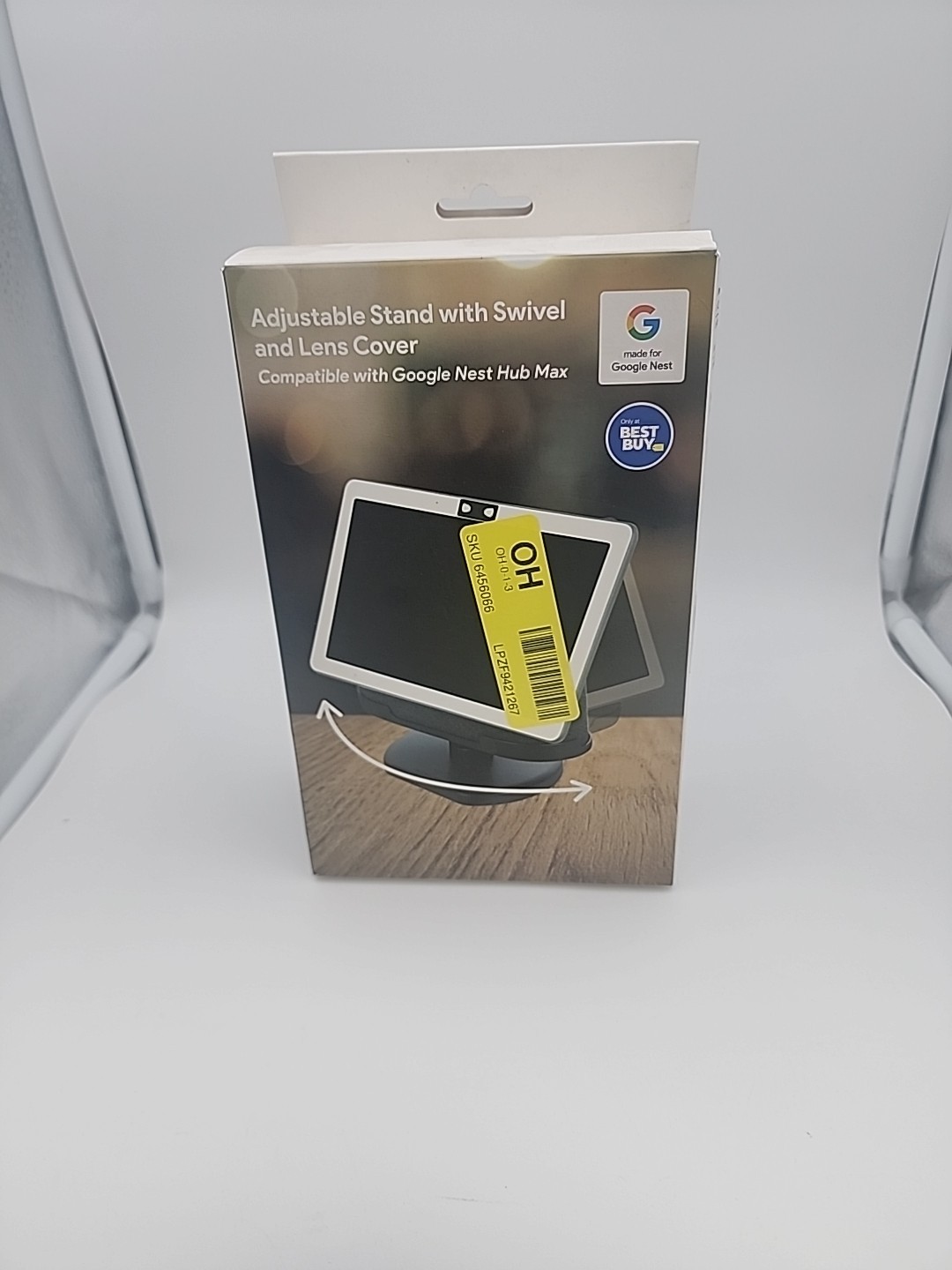 Wasserstein Adjustable Stand w/Lens Cover for Nest Hub Max (Charcoal)