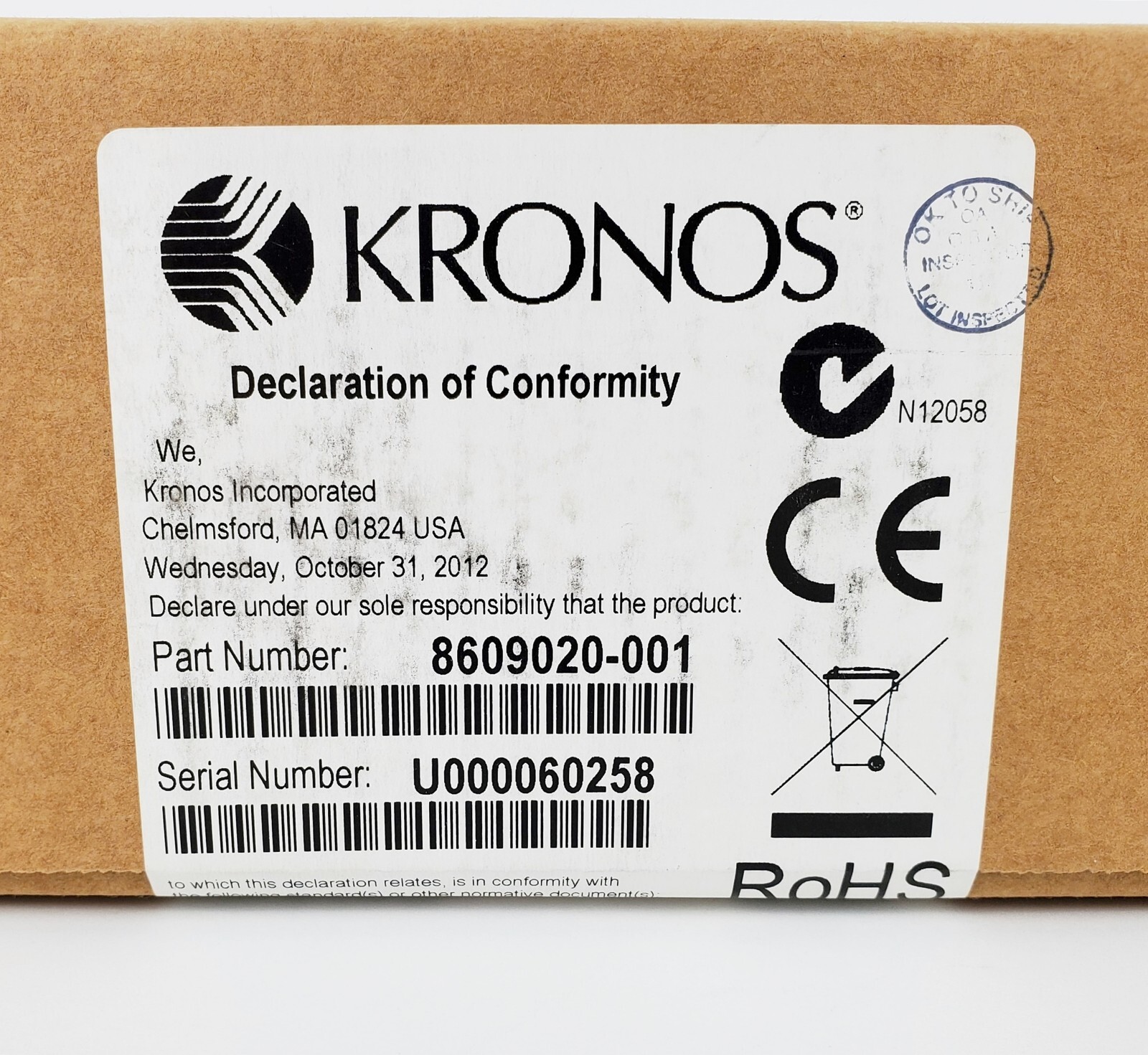 Kronos InTouch 8609020-001 Touch ID Biometric Finger Reader Module, New Sealed!