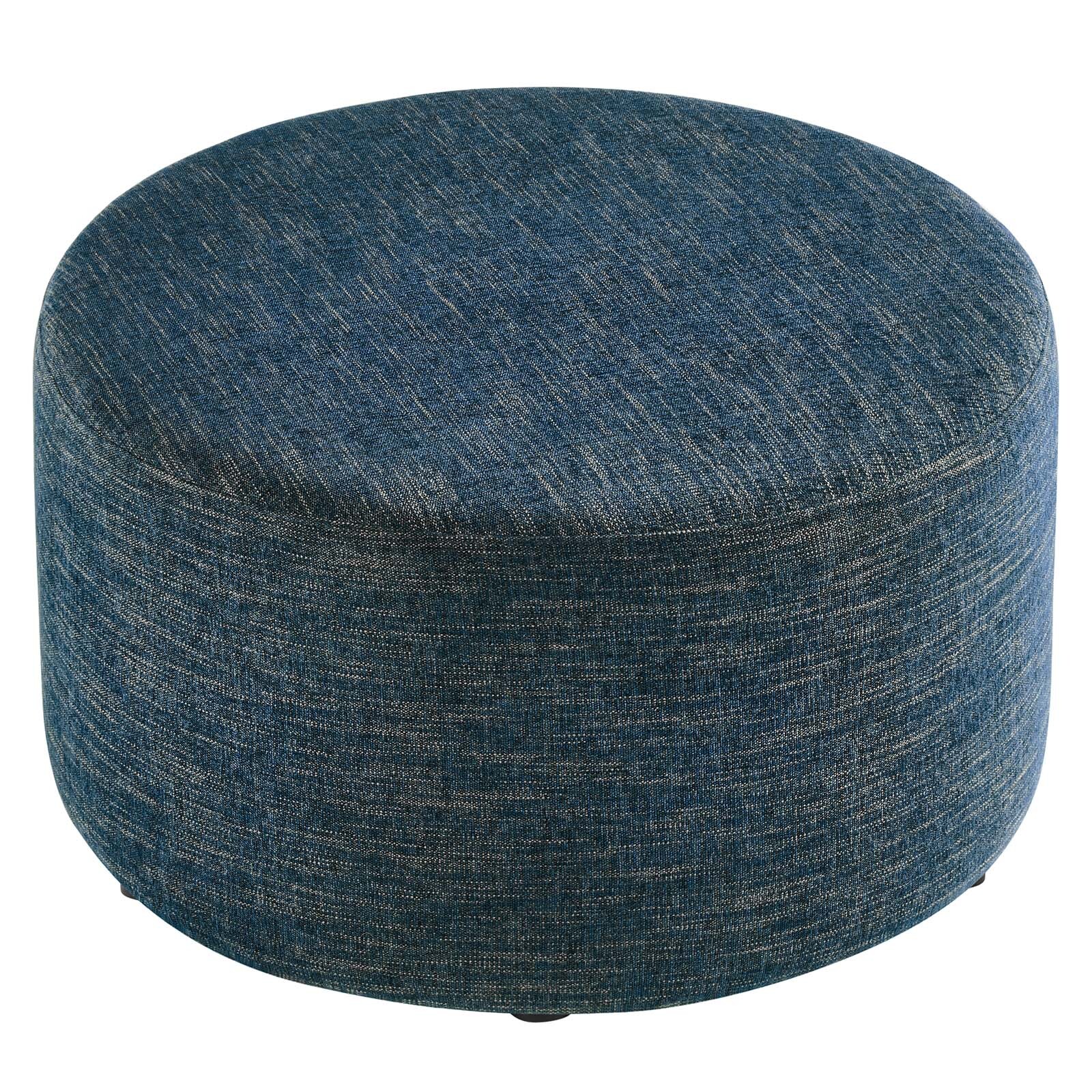 Modway Large 29" Round Woven Heathered Fabric Upholstered Ottoman