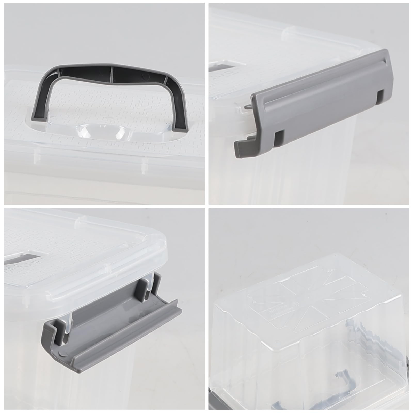 3.5 Quart Small Clear Latching Boxes with Handle, 6 Packs