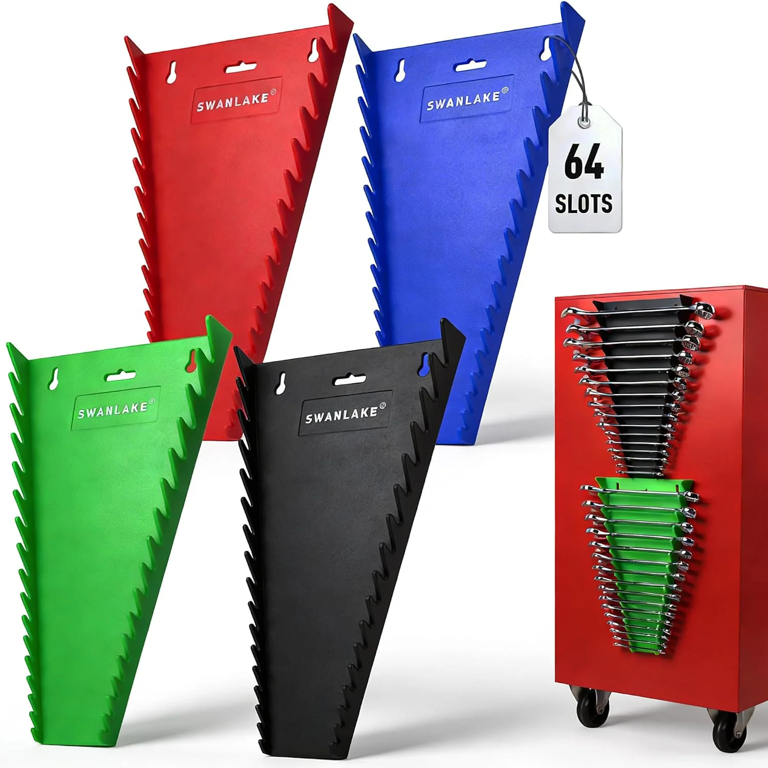 Magnetic Wrench Organizer 4-piece, Wrench Rack Tool Trays SAE (1/4" to 1-1/16"),