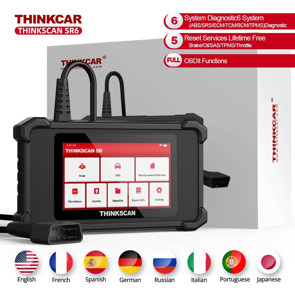 THINKCAR SR6 Full OBD2 Scanner ABS+SRS+ECM+TCM+BCM+TPMS Systems Diagnostic Tool