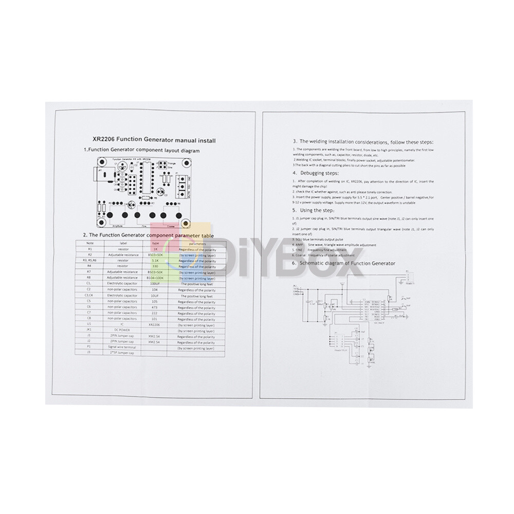 XR2206 Function Signal Generator Finished Sine Triangle Square Wave 1HZ-1MHZ
