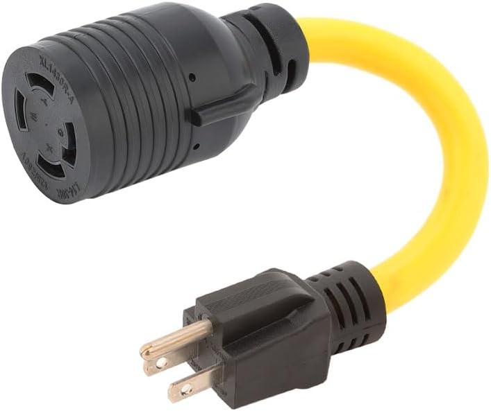 Nema 5-15P to L14-30R Power Adapter Cord, Household 15Amp Yelllow