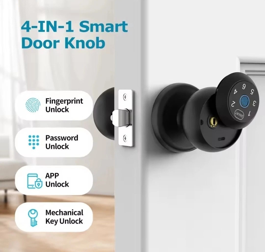 Viladepot Ball-Shaped Smart Lock Fingerprint, App-Controlled, Passcode