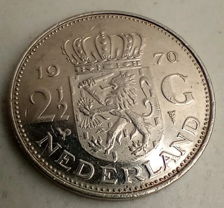 2 1/2 Gulden 1970 Netherlands 1980 2.5 NLG God Zij Met Ons Juliana Koningin