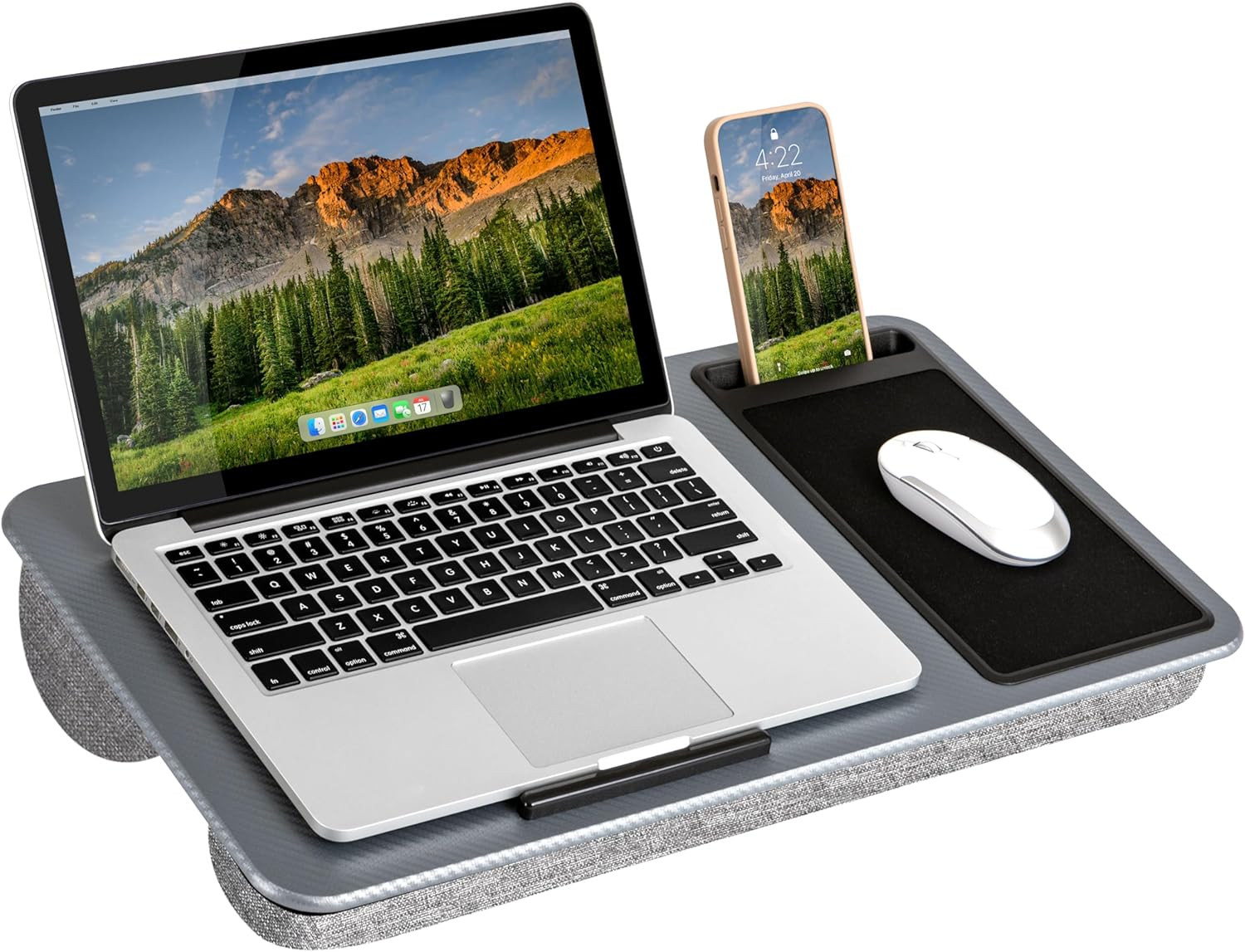 Home Office Lap Desk with Device Ledge, Mouse Pad & Phone Holder - 15.6" Laptops