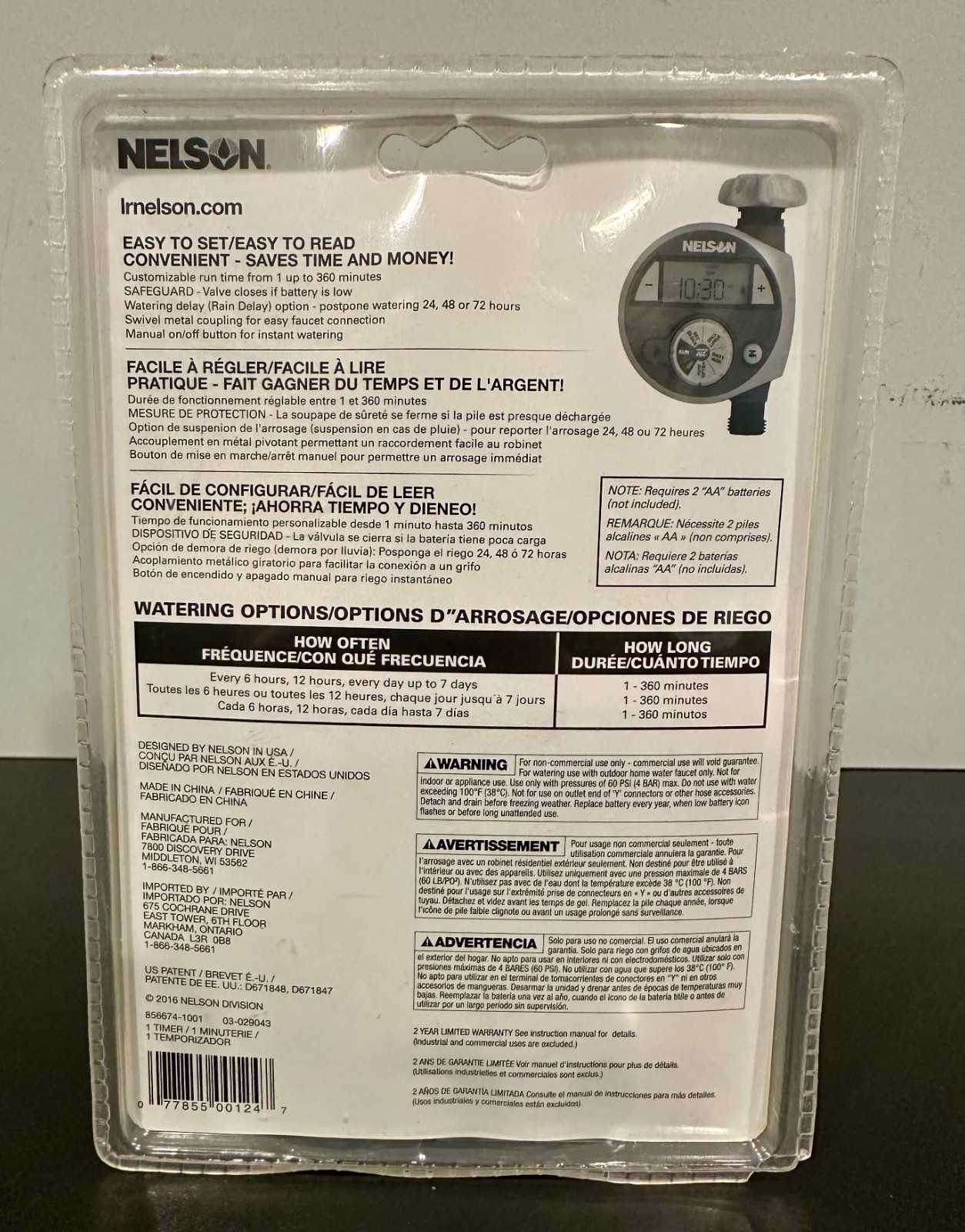 Nelson Single Outlet Electronic Water Timer 856674-1001 *NEW*