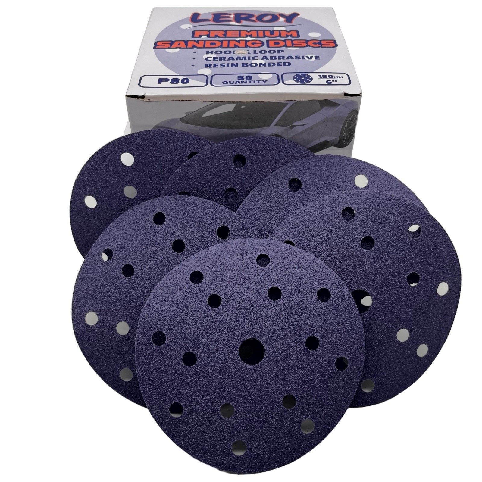 80 Grit 6” Ceramic Disc Clean Sanding Sandpaper Metal LIKE 3M 31371 36172 (50)🔥
