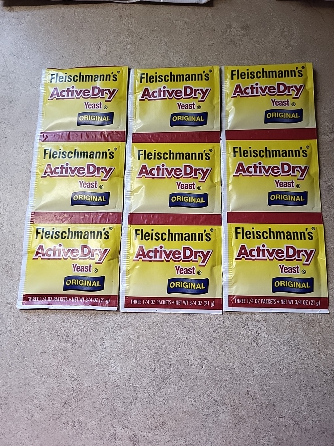 Fleischmann's Active Dry Yeast Original 3 Strips  0.25 Ounce (9 Count Envelopes)