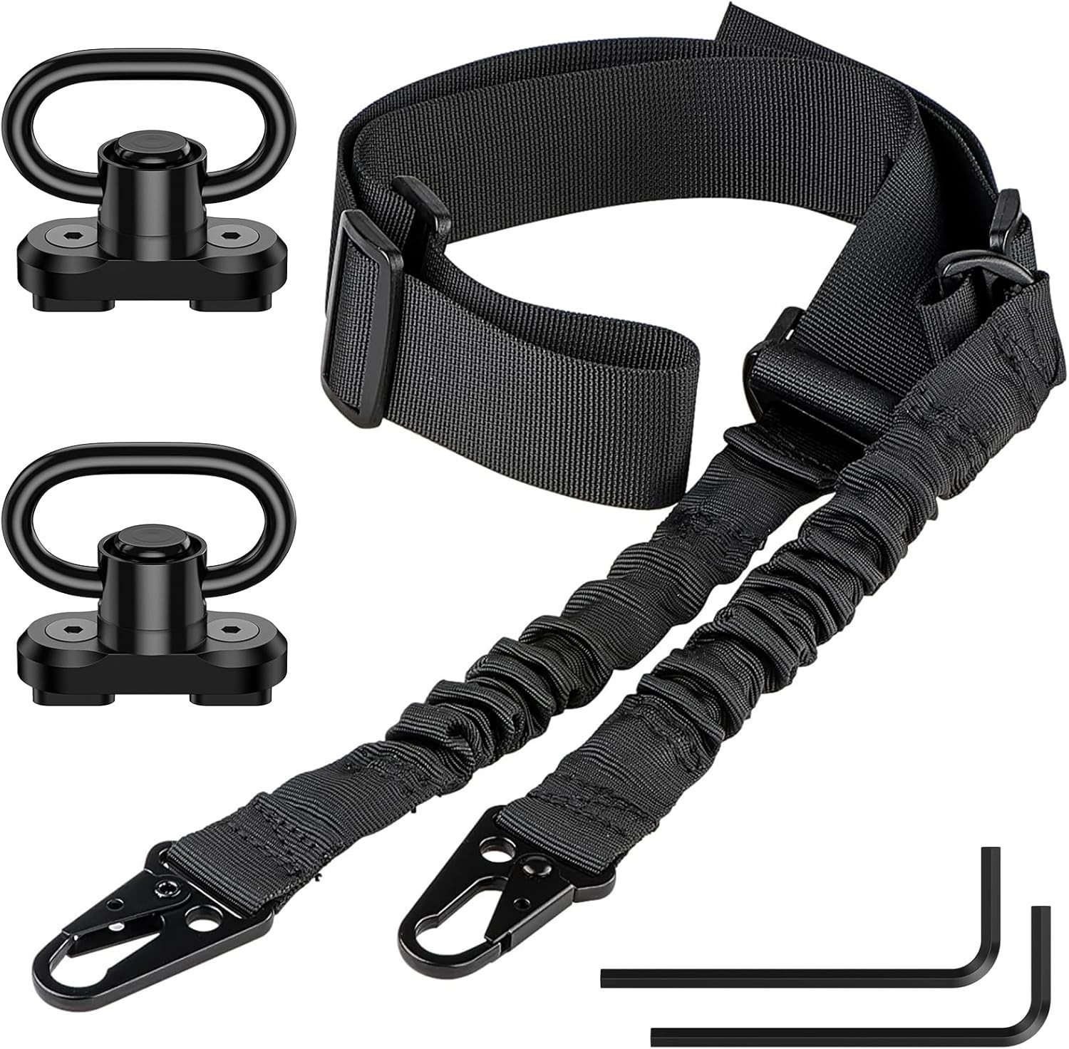 Tactical 2 Point Rifle Sling | Adjustable Gun Sling Strap w/ QD Swivel & MLOK Sw