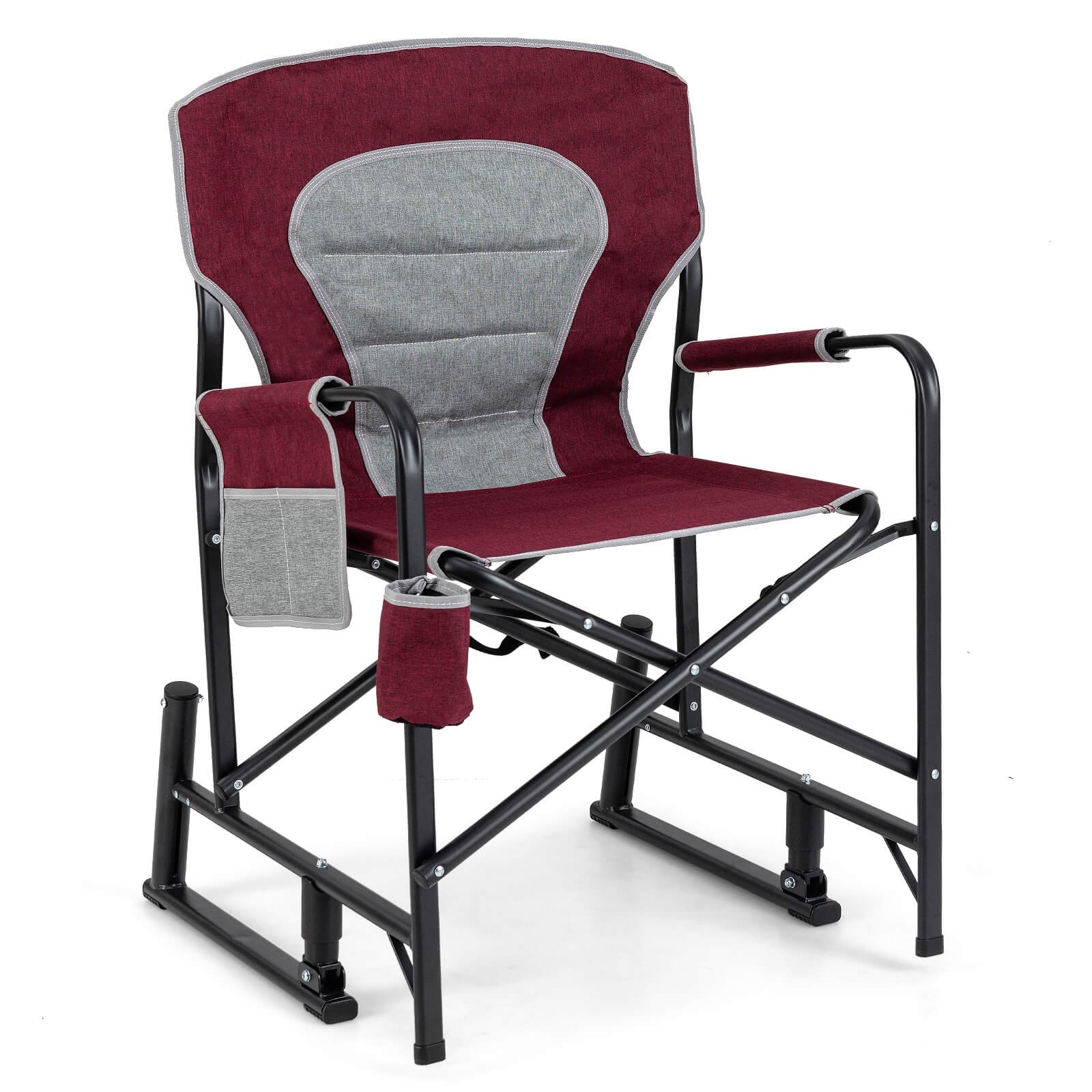 GOPLUS Outdoor Rocker Camping Chair for Adults w/ Dual Springs Padded Back