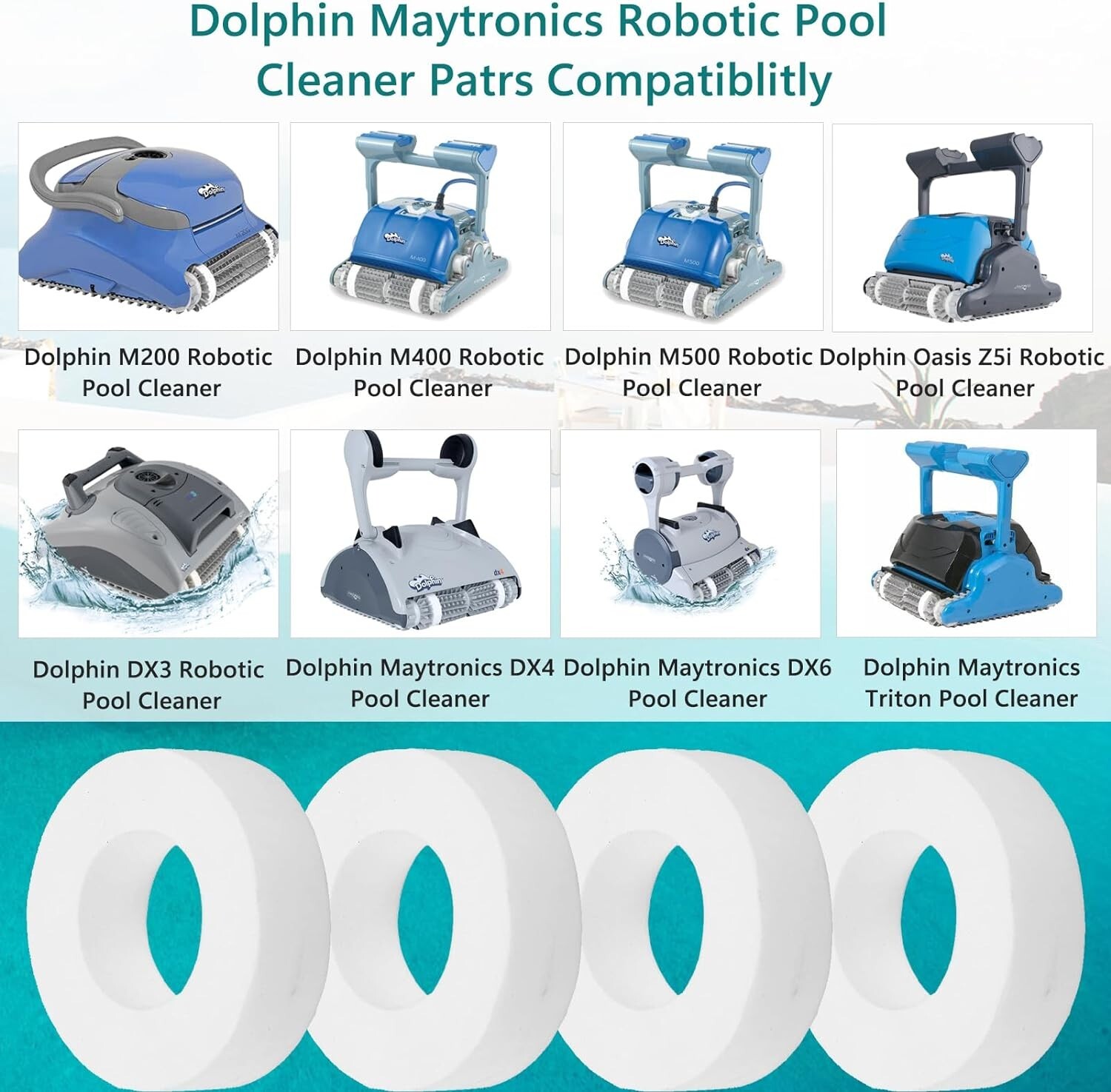 4 Pack Climbing Rings Replacement for Dolphin Maytronics Robotic Pool Cleaner