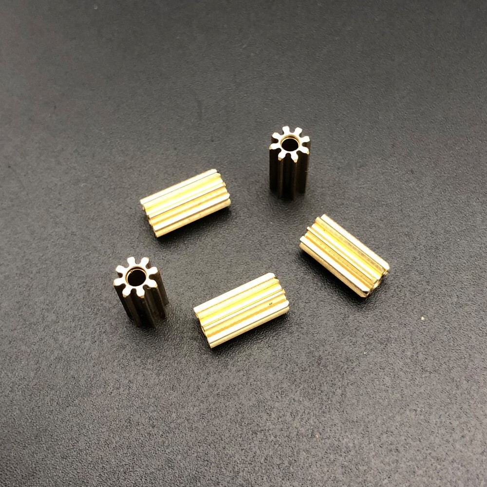 1PC 0.5M 8T2A Brass Spindle Gear Spur Bore 2MM 1.98MM 2A 8 Teeth Lengthen L 10MM
