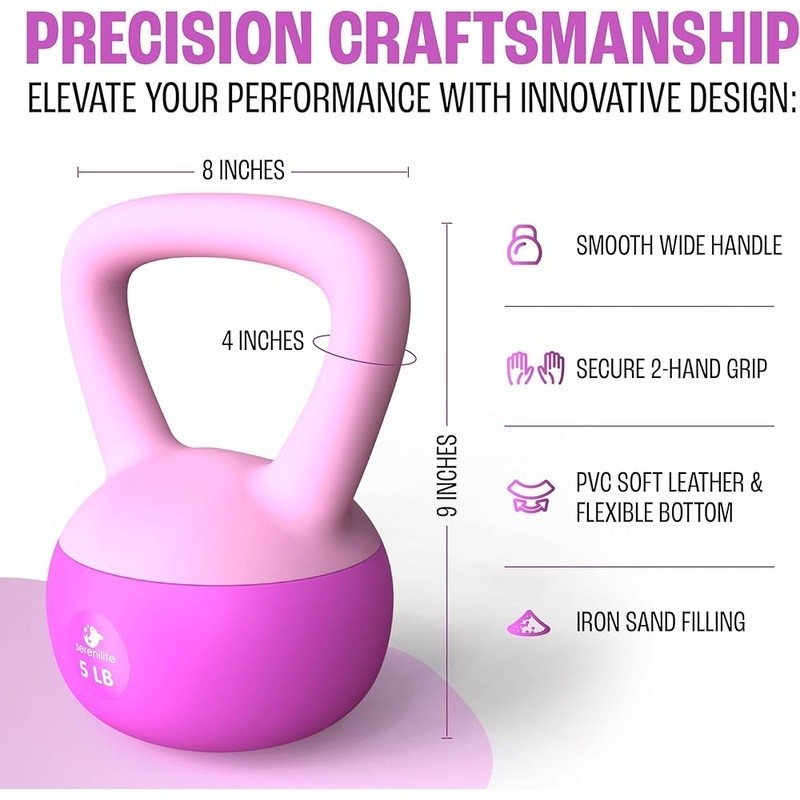 Kettlebell 5lb Sand Filled Ergonomic Handle Versatile Workout Equipment New