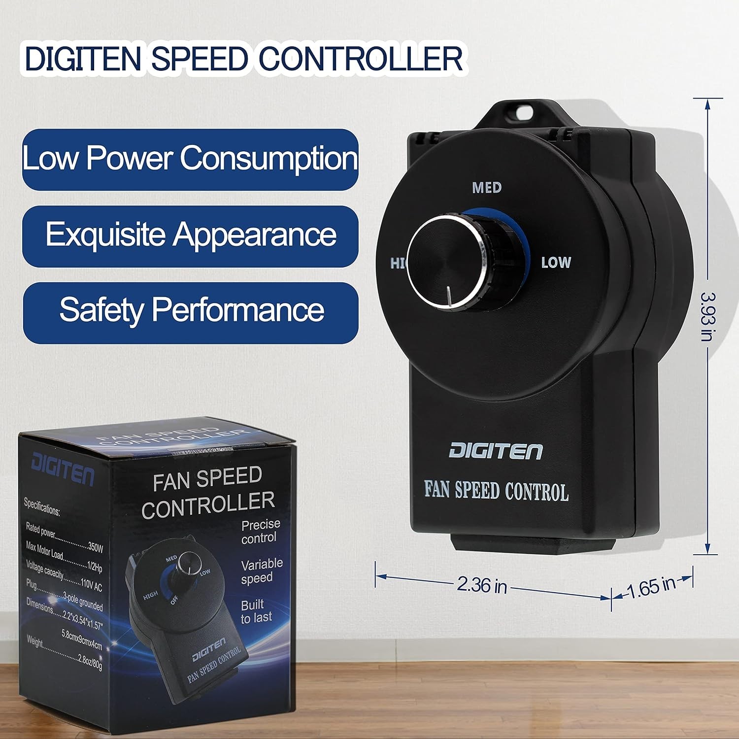 Variable Speed Controller - Energy Efficient Fan Speed Adjuster, 350W Capacity