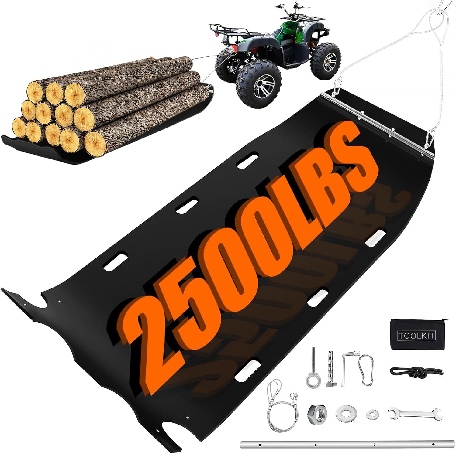 Yard Drag Sled 47x110 1/8 HDPE Heavy Duty with Pull Cables