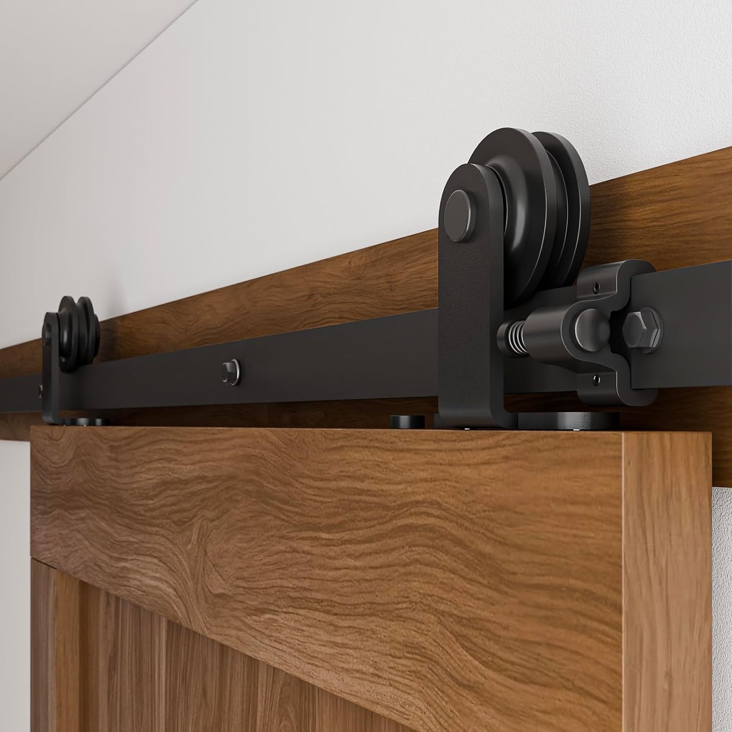 CCJH 5FT Sliding Barn Door Hardware Heavy Duty Smooth Silent Black