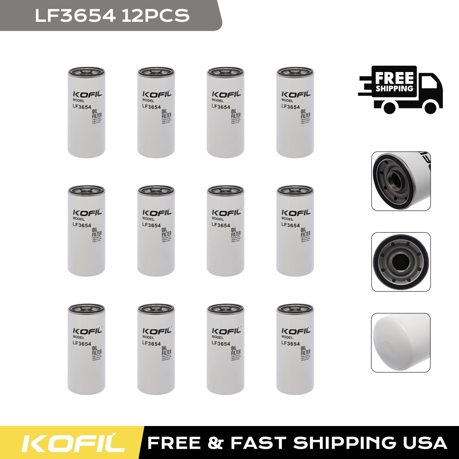 Pack 12 Replaces Fleetguard Lube Filter LF3654 Oil Filter For Volvo D13