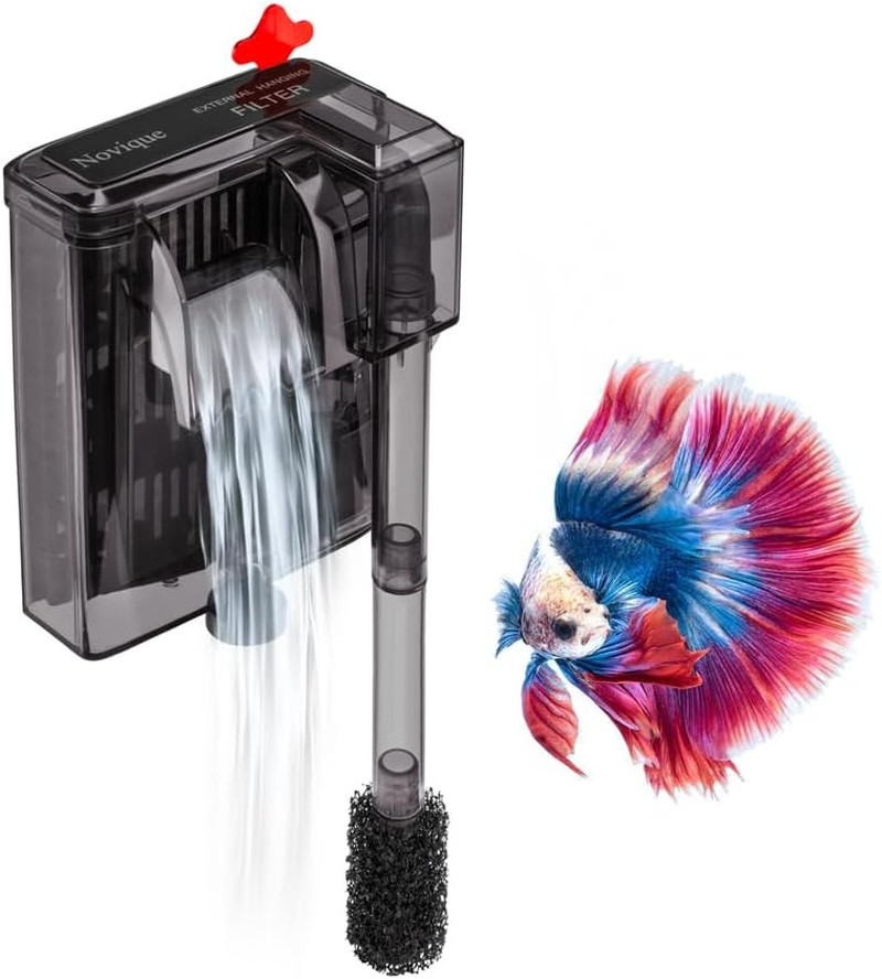 HOB Slim Aquarium Filter for up to 5 Gallon Tank Ultra-Quiet Fish Tank Power Fil