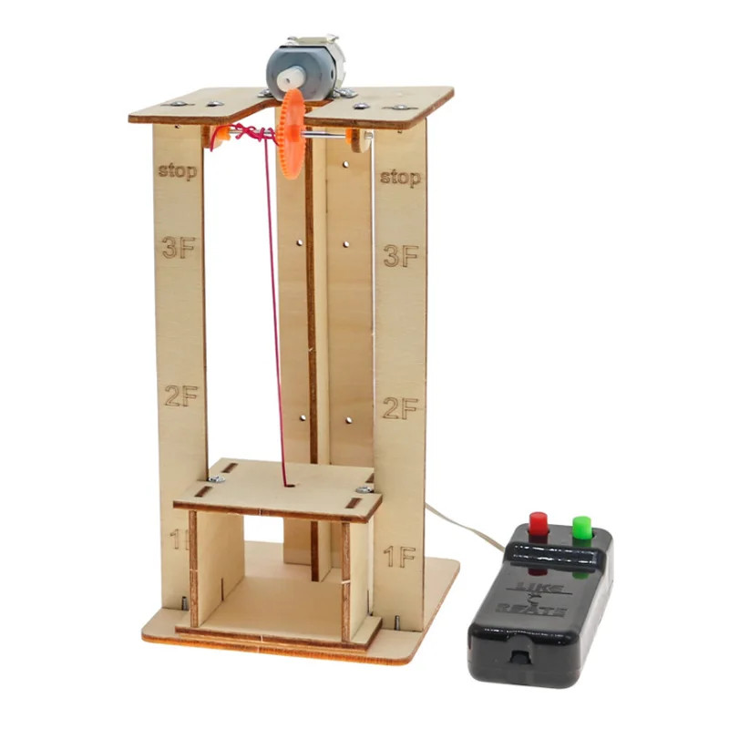 DIY Electric Remote Control Lift Elevator Wooden Model Kit Science School