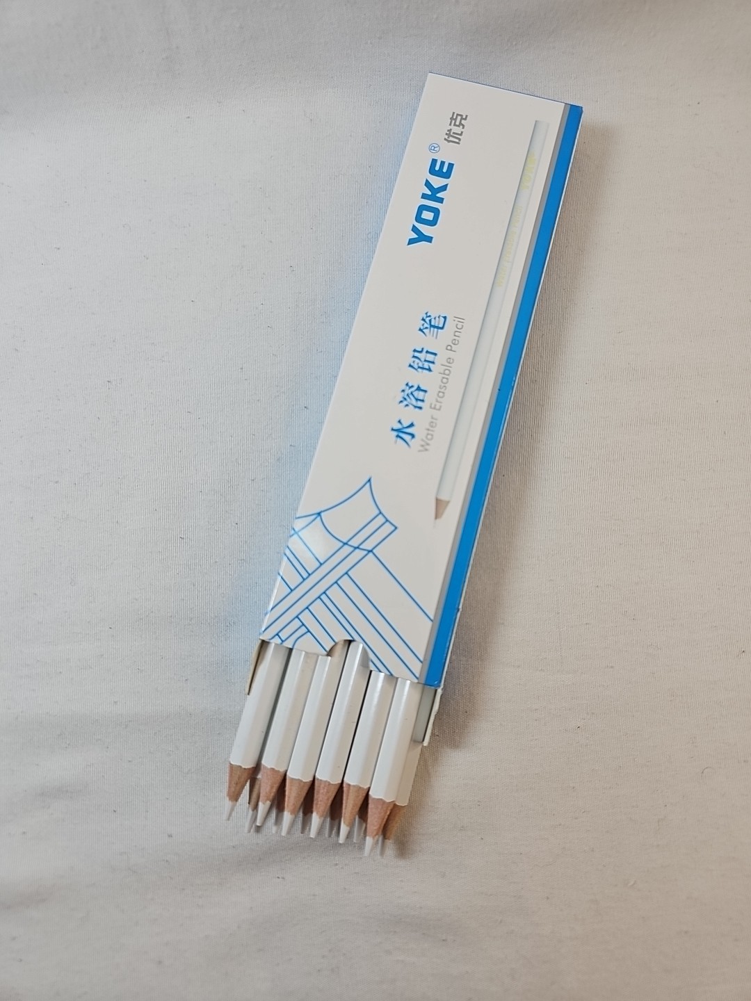 New in Box YOKE Water Soluble Fabric Pencils, Tailors Fabric Pencils Pack of 12