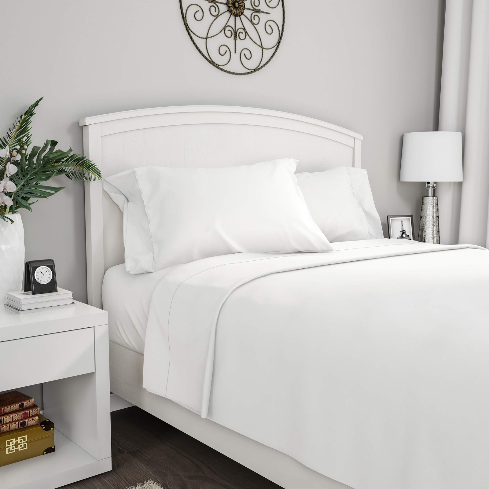 Lavish Home Brushed Microfiber Sheet Set, Full, White