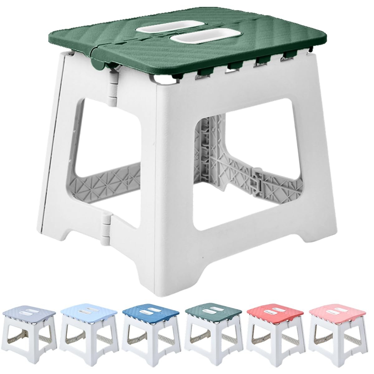 Folding Step Stool Kid Collapsible Non Slipping Portable Travel Green 8 Inch