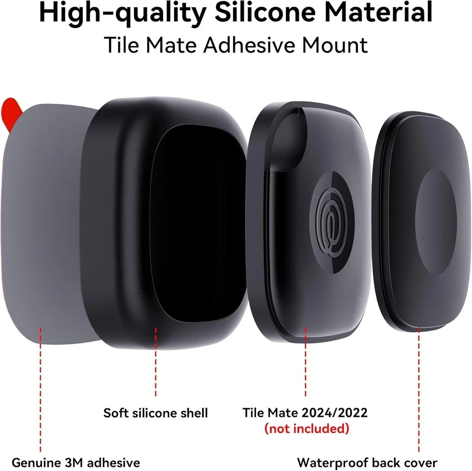 4 Pack for Tile Life360 Mate 2024/2022 Bluetooth Tracker Adhesive Black