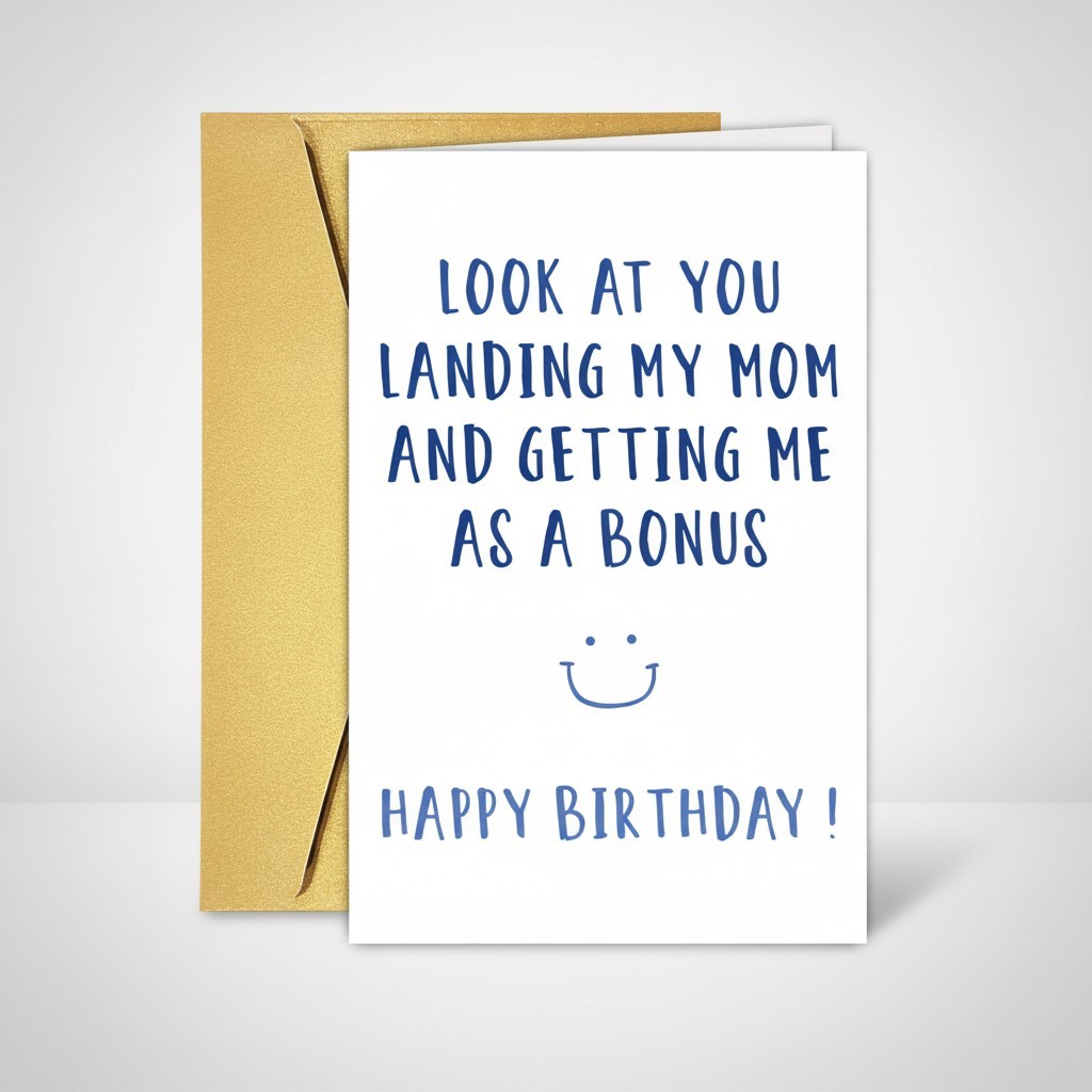 Funny 8" x 5.3" Birthday Card for Stepfather - Blank Inside for Your Message