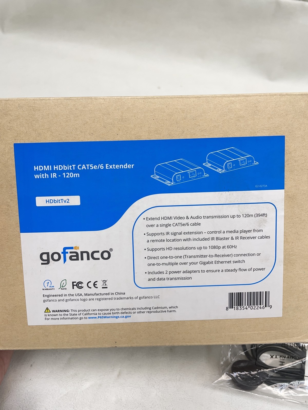 GOFANCO HDBITTV2 HDMI CAT5E/6 EXTENDER WITH IR-120M