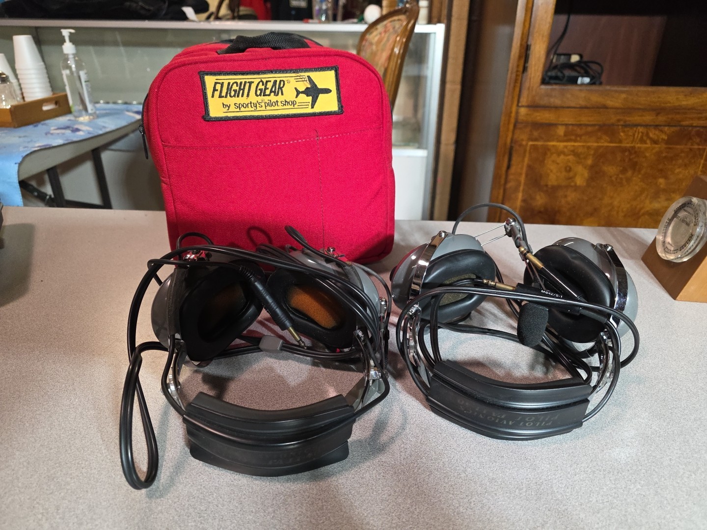 Lot Of 2 PA11-40 Aviation Headsets & Flight Gear Carry Bag Tested/Working