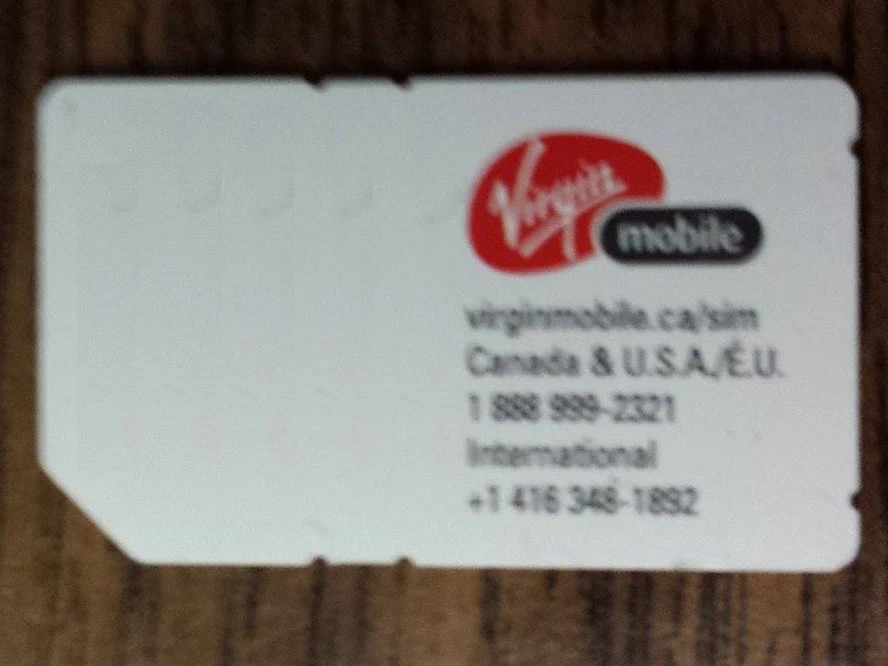 VIRGIN MOBILE CANADA HSPA GSM CELL PHONE TESTING SIM CARD TO ACCESS PHONE OPTION