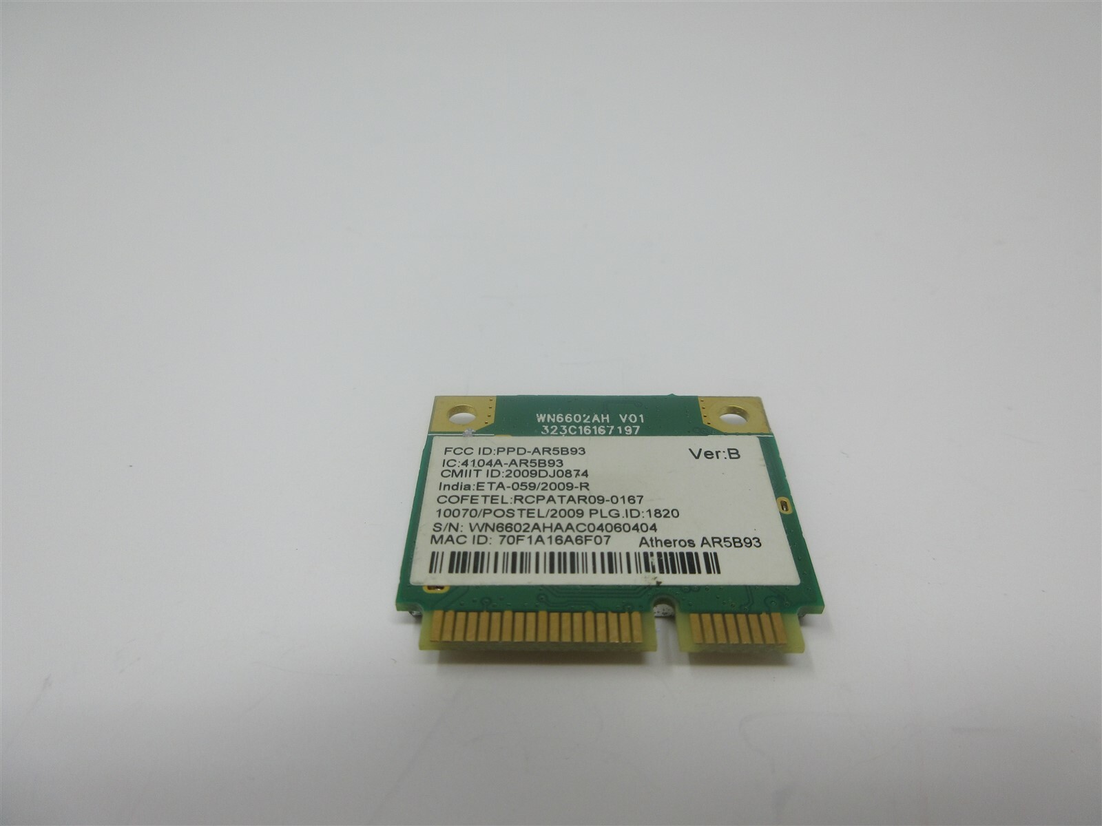 ACER TRAVELMATE 4740-372G25MNSS WIFI WIRELESS CARD - WN6602AH V01 323C161671.M