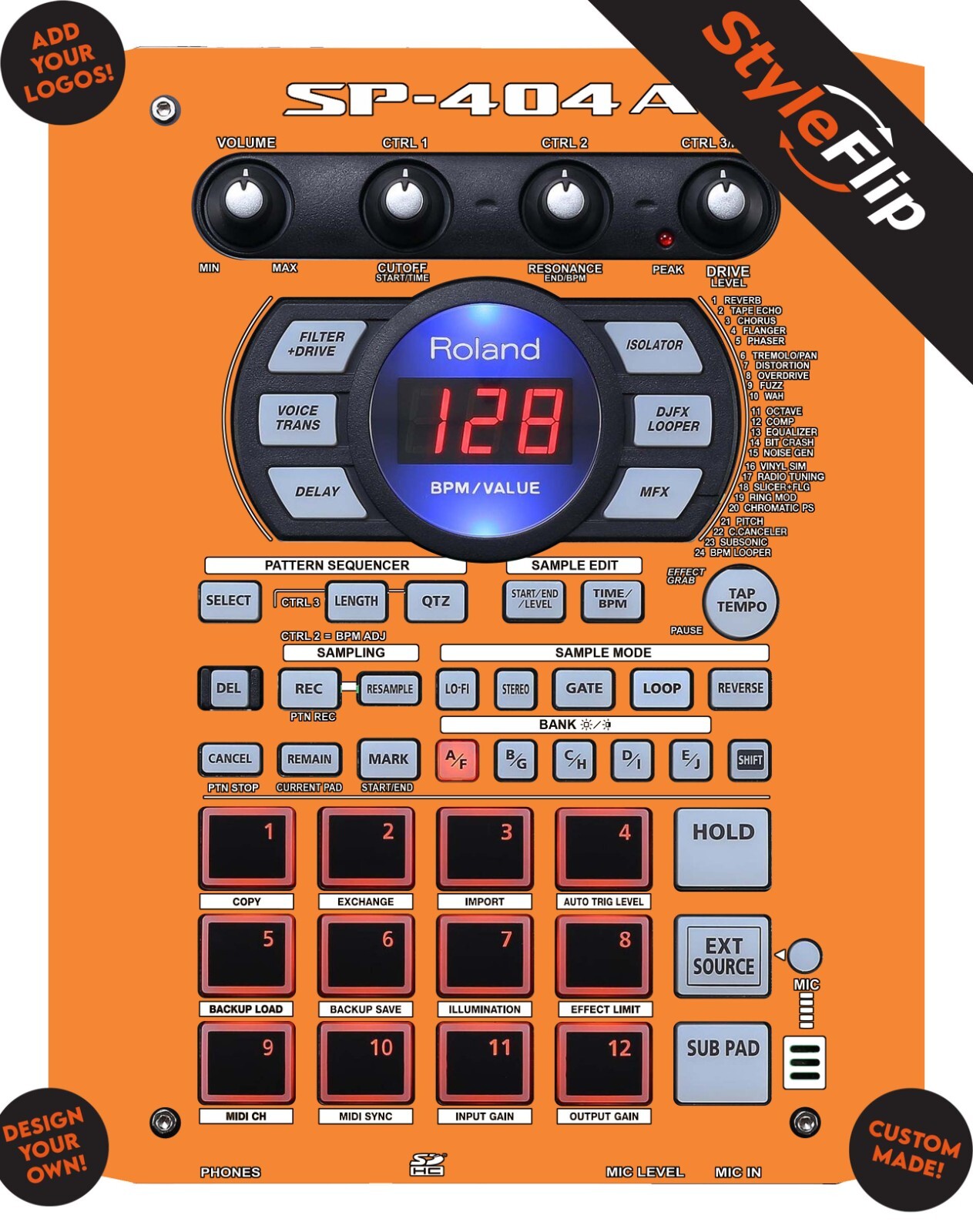 Roland SP 404 A Skins | Custom Design | Protective Decal | StyleFlip Skins