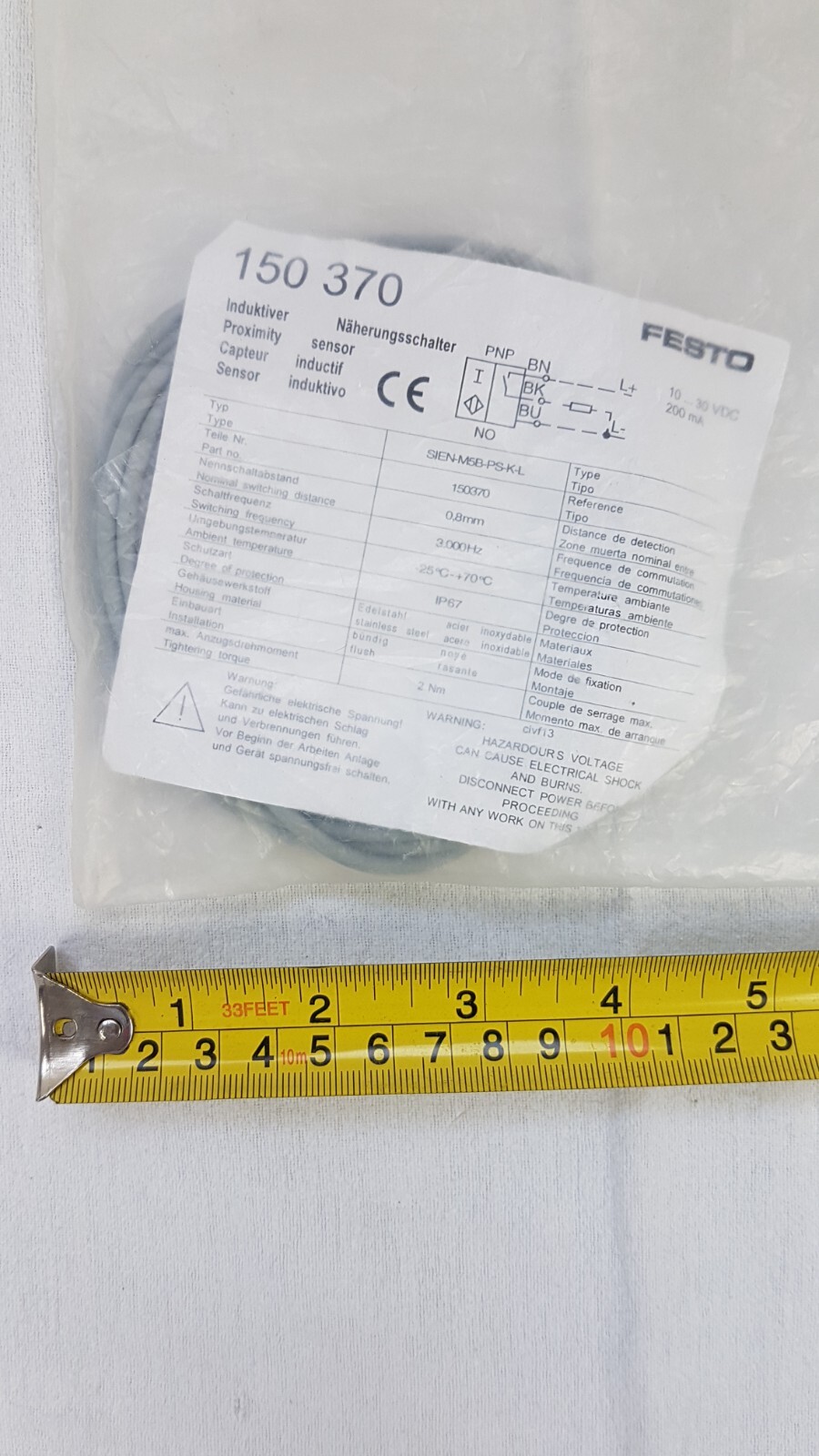Festo 150370 Inductive Proximity Sensor - 10-30VDC 200mA - Unused