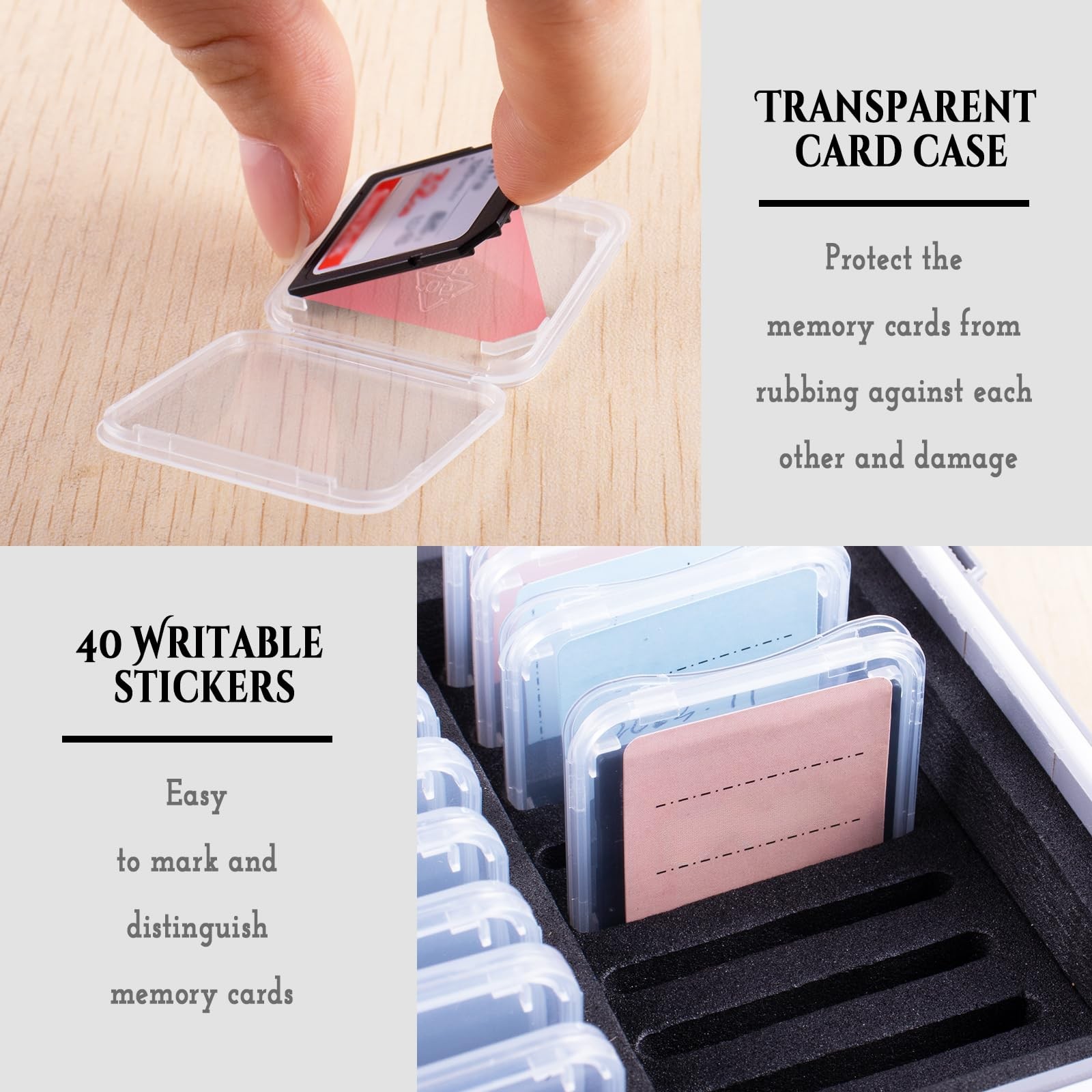 36 Slots Memory Card Case Orange with 36 Transparent Holders & 40 Writable La...
