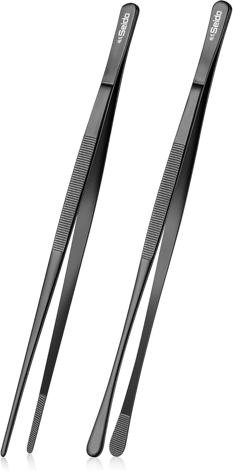 Seido 2-Piece Serving Tweezer Set 12-Inch – Professional Stainless Steel Kitchen