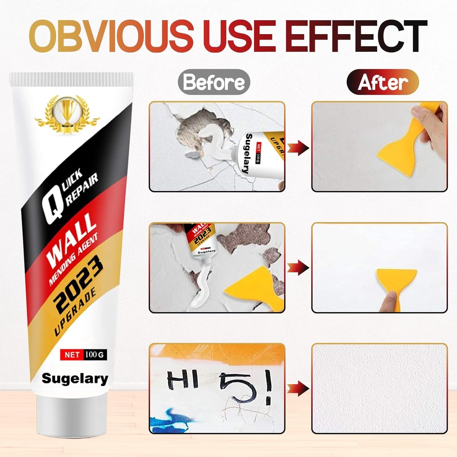 Drywall Patch Repair Kit Wall Spackle Paste Scraper Quick Fix Home Use