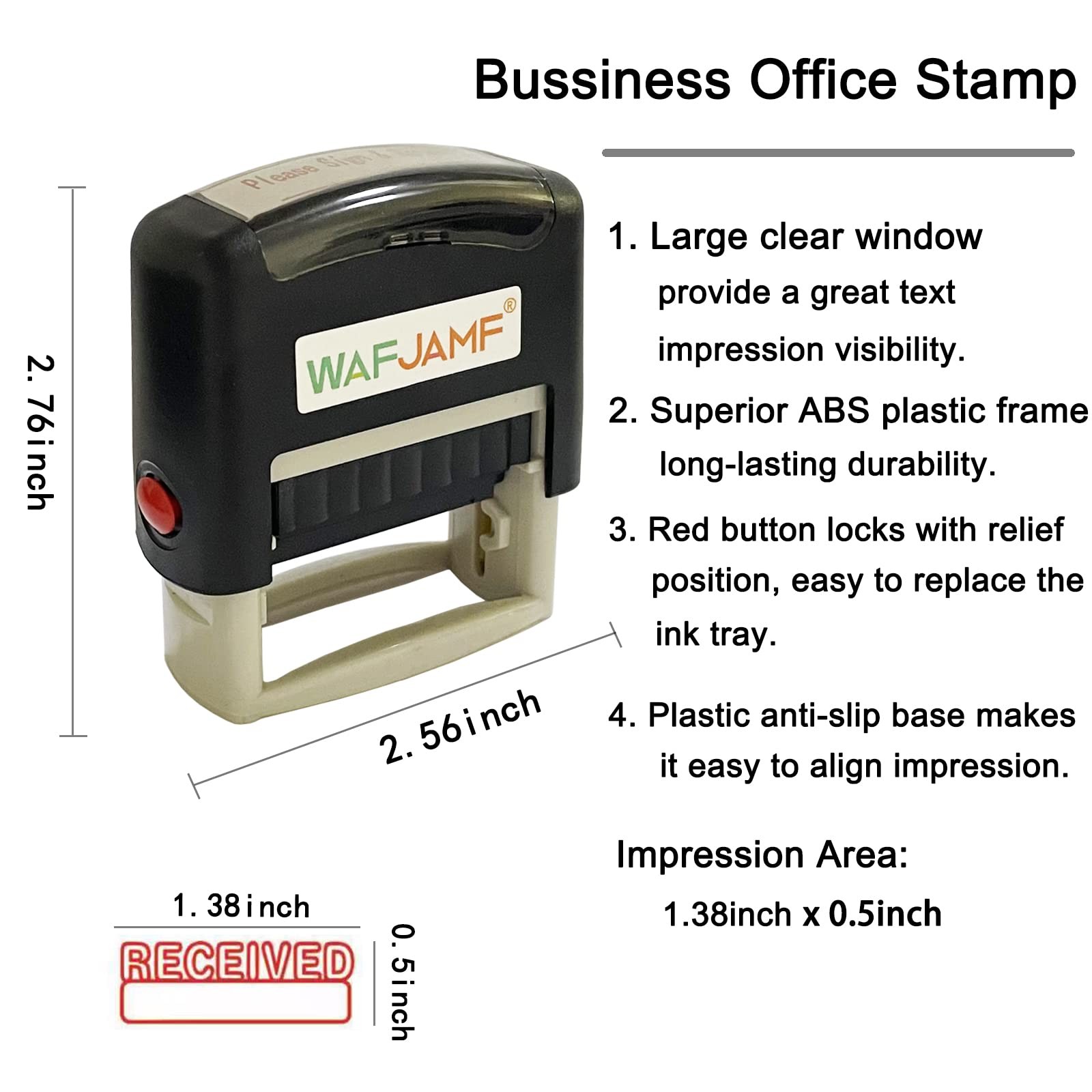 Received Stamp Self Inking Rubber Stamp Red Ink Medium, Office Professional Tool