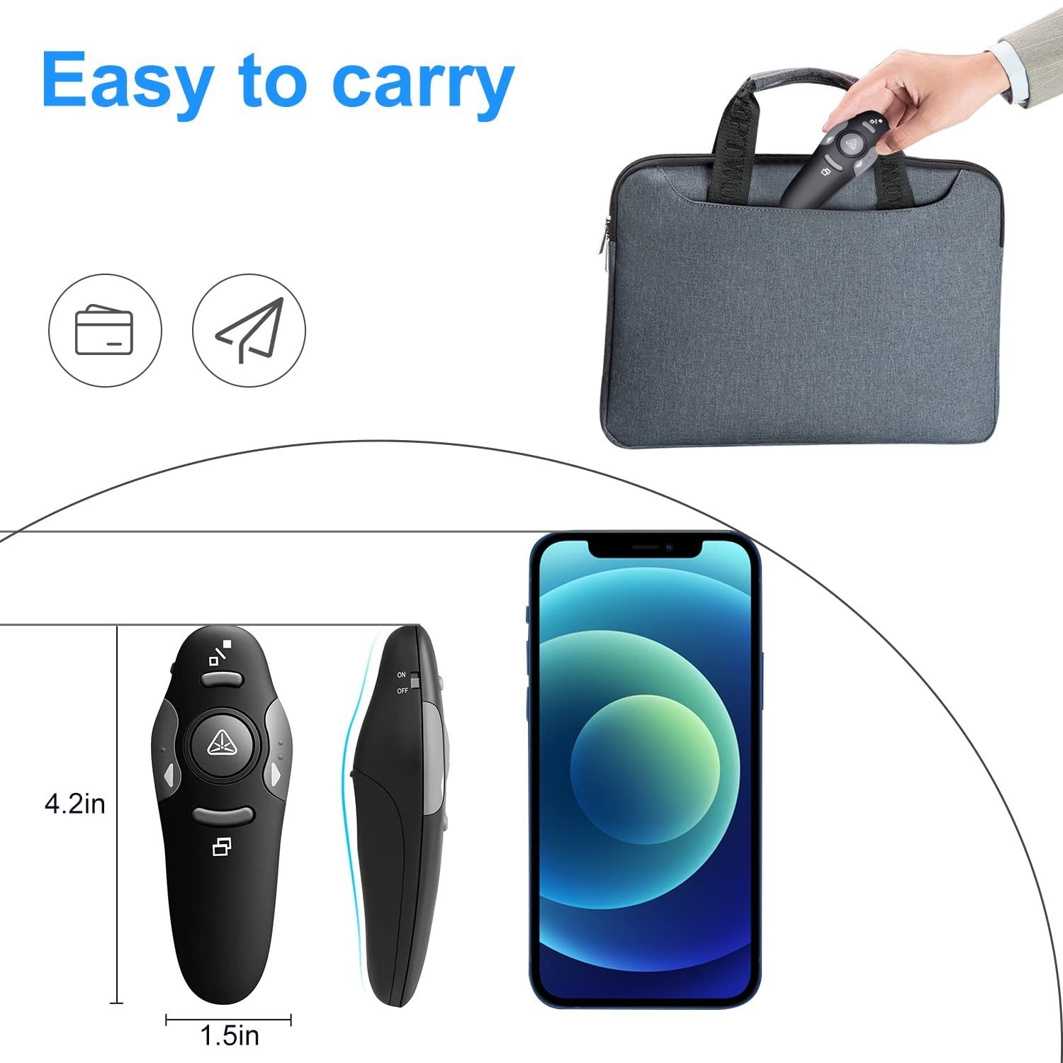 Wireless Presentation Clicker Remote with Laser Pointer for PowerPoint & Google