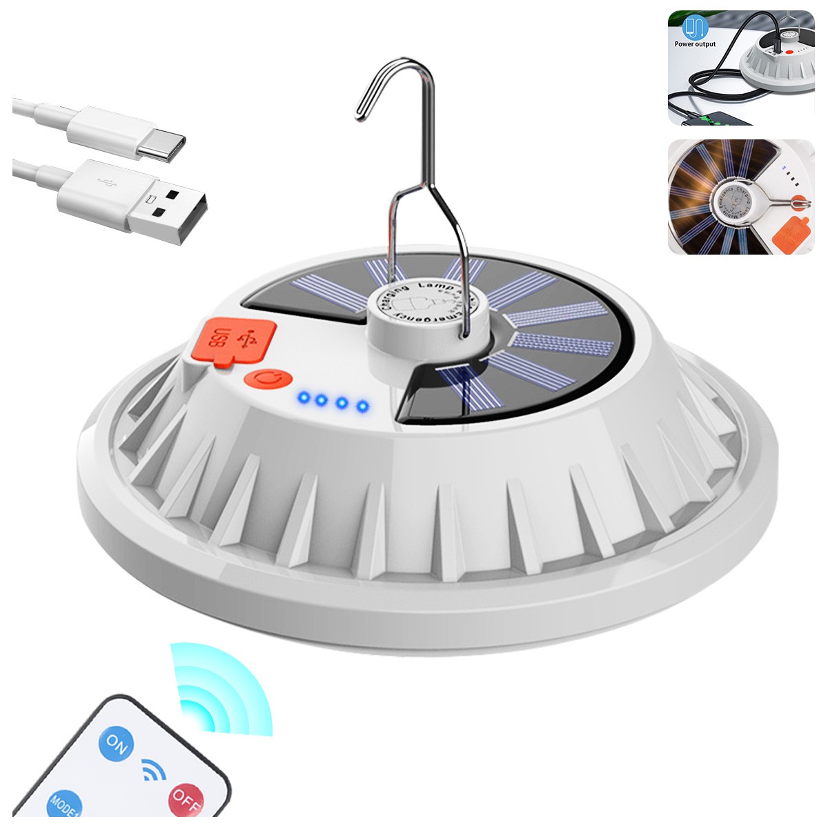 Solar Camping Light Lantern 120 LED Rechargeable Outdoor Hanging Lamp Work Light