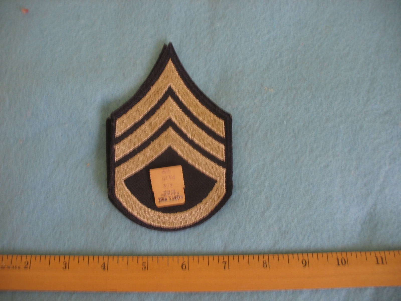 WWII US Army Staff Sergeant Stripes Chevrons on black twill Mint.