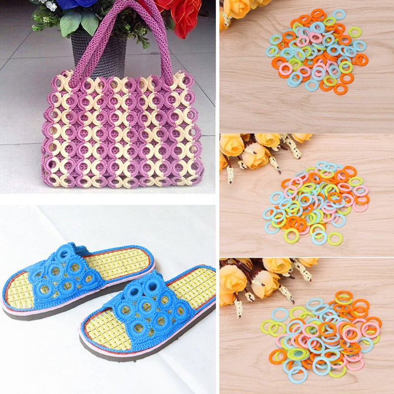 100Pcs DIY Crochet Ring Circle Hook Plastic Craft Tool for Handbag Car for Seat