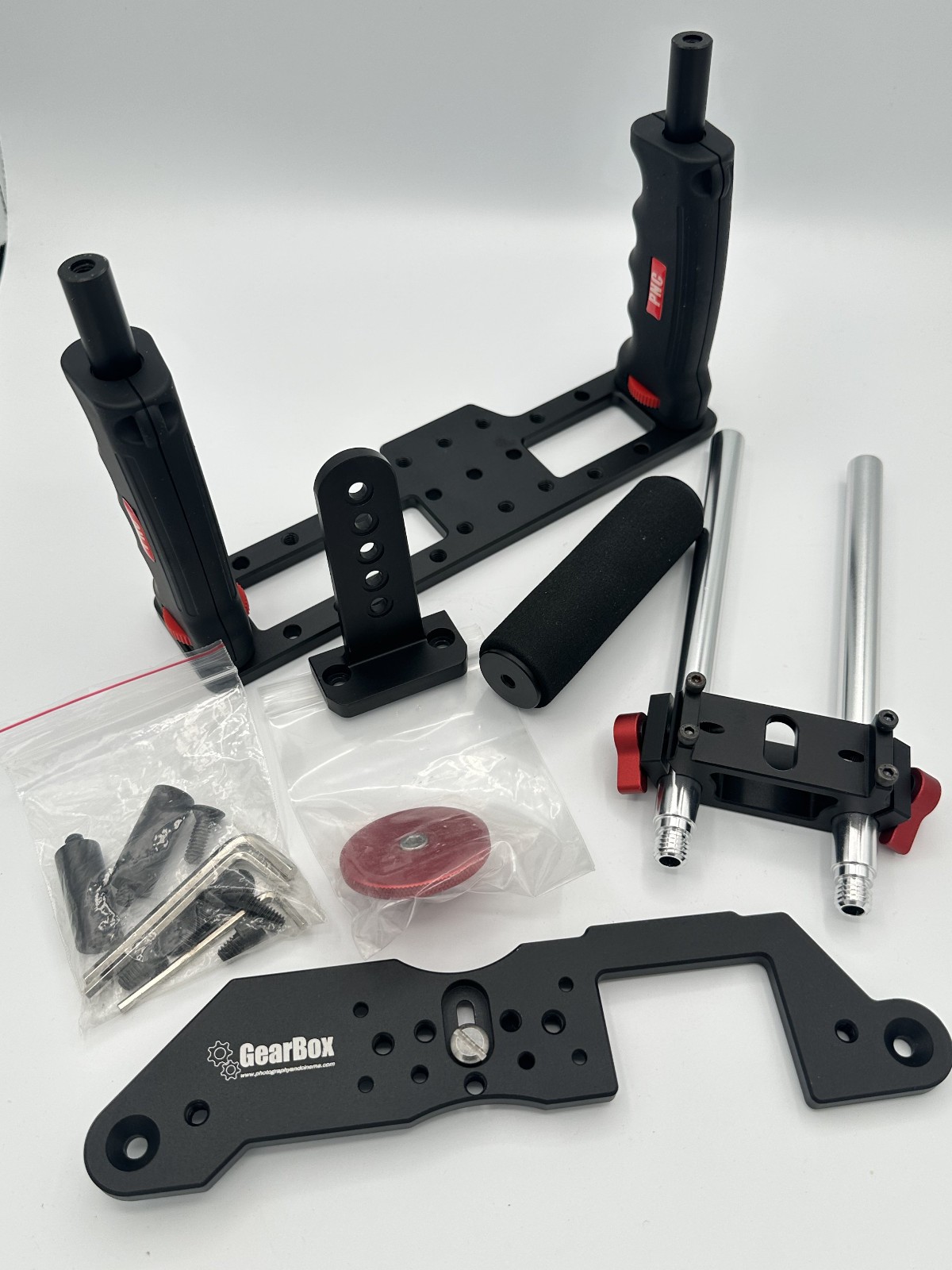Gearbox P&C DSLR Camera GearBox GB-3 Video Cage w/ 15mm Rod +Top Handle Grip