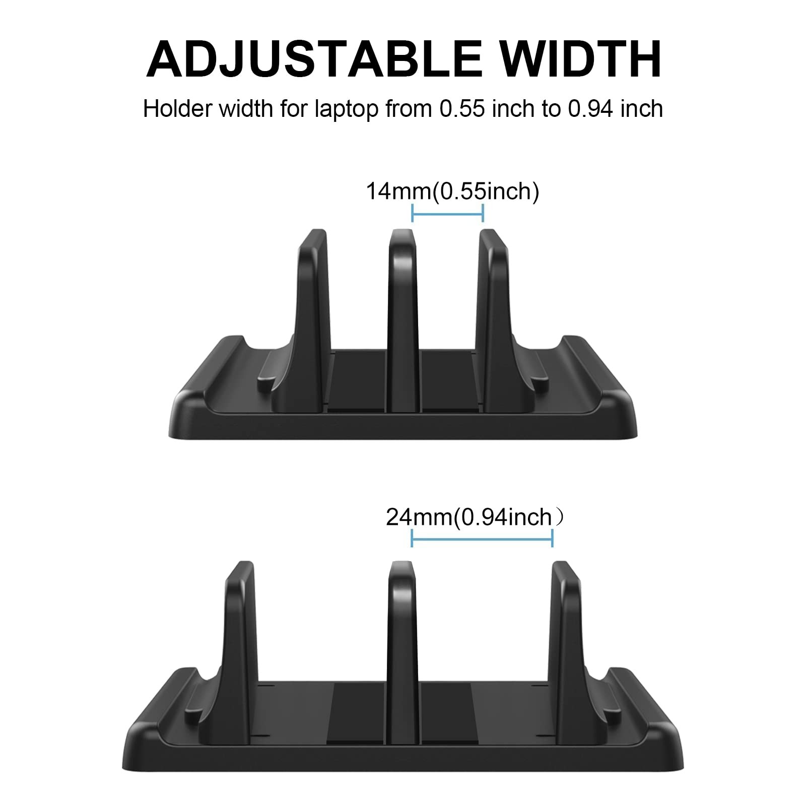 Adjustable Laptop Stand Vertical Notebook Holder ABS Plastic Space Saving Deskto